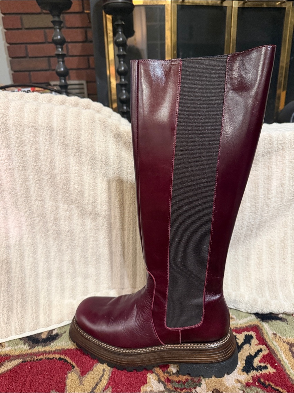 Free People Tall Chelsea Boot in Burgundy and Black